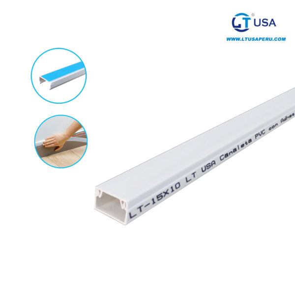 Canaleta PVC con adhesivo 15x10x2000 mm LT-10x15