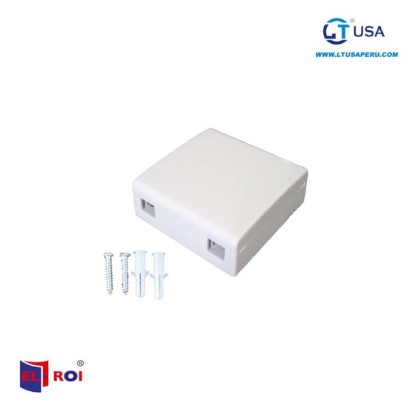 Caja de fibra óptica de superficie, 2 puertos para adaptador SC/LC ER-FO-2PVC-05