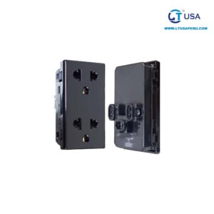 ACCESORIO  DADO DOBLE TOMACORRIENTE + TIERRA P/ PARED 15A 120-250V LT-138TR BK